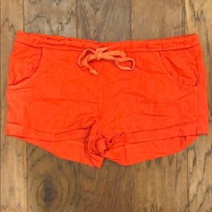 Women’s size small coral linen drawstring shorts